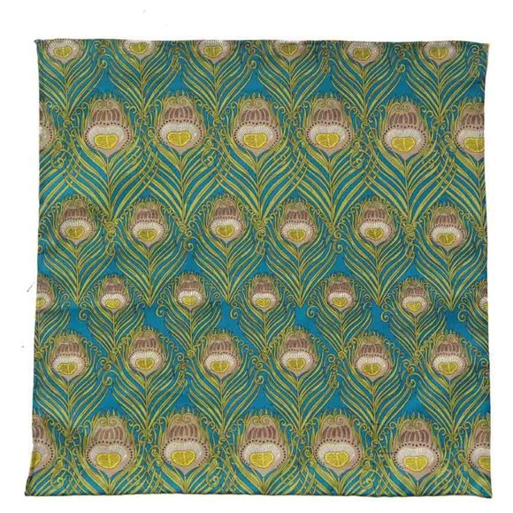 Hand Stitched Tana Lawn Cotton Fabric Pocket Square Caesar Peacock Motif Men's - Picture 3 of 3